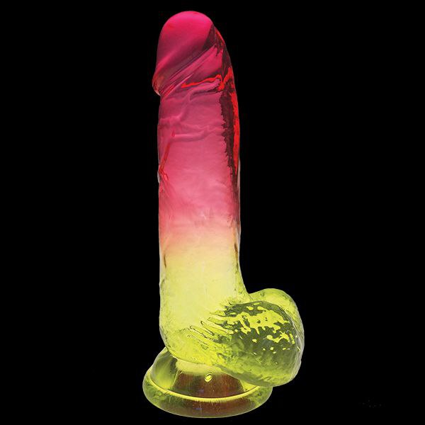 Shades - Large 8 Inch Jelly TPR Gradient Dildos - YELLOW